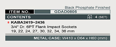 Bộ đầu tuýp lục giác đen 3/4 inch 8PCS toptul GDAD0805