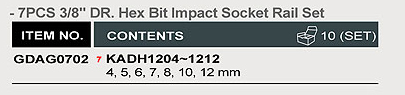 Bộ đầu tuýp đầu lục giác 3/8 inch 7 món toptul GDAG0702