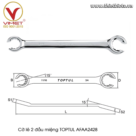 Cờ lê 2 đầu miệng TOPTUL AFAA2428