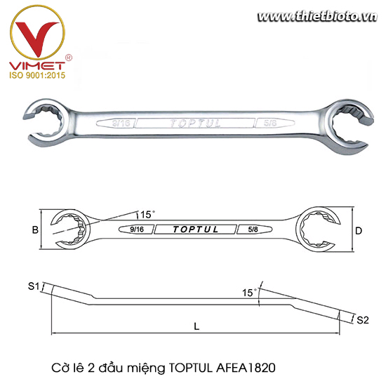 Cờ lê 2 đầu miệng TOPTUL AFEA1820