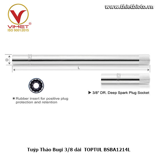 Tuýp Tháo Bugi 3/8 dài  TOPTUL BSBA1214L