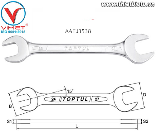 Cờ lê 2 đầu miệng Toptul AAEJ3538