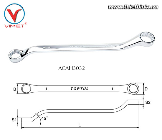 Cờ lê 2 đầu vòng Toptul ACAH3032
